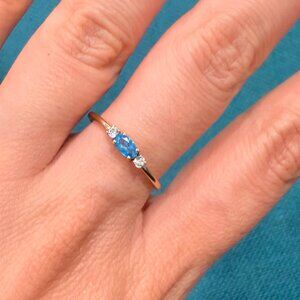 10K Solid Yellow Gold, Blue Sapphire Ring